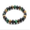 ASTROGHAR Natural Black Obsidian Hematite Green Tiger's Eye Crystals Triple Protection With Evil Eye Crystals Bracelet For Men And Women, Standard, Crystal, Tiger's Eye view 1