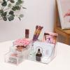 Cq acrylic 1 Pack Clear Skincare Organizer for Vanity,Stackable 2 Drawers Make Up Organizer,Cute Cosmetic Organizer for Vanity Jewelry,Hair Clip,Beauty,Skincare Product Dresser Acrylic Desk Organizer view 3