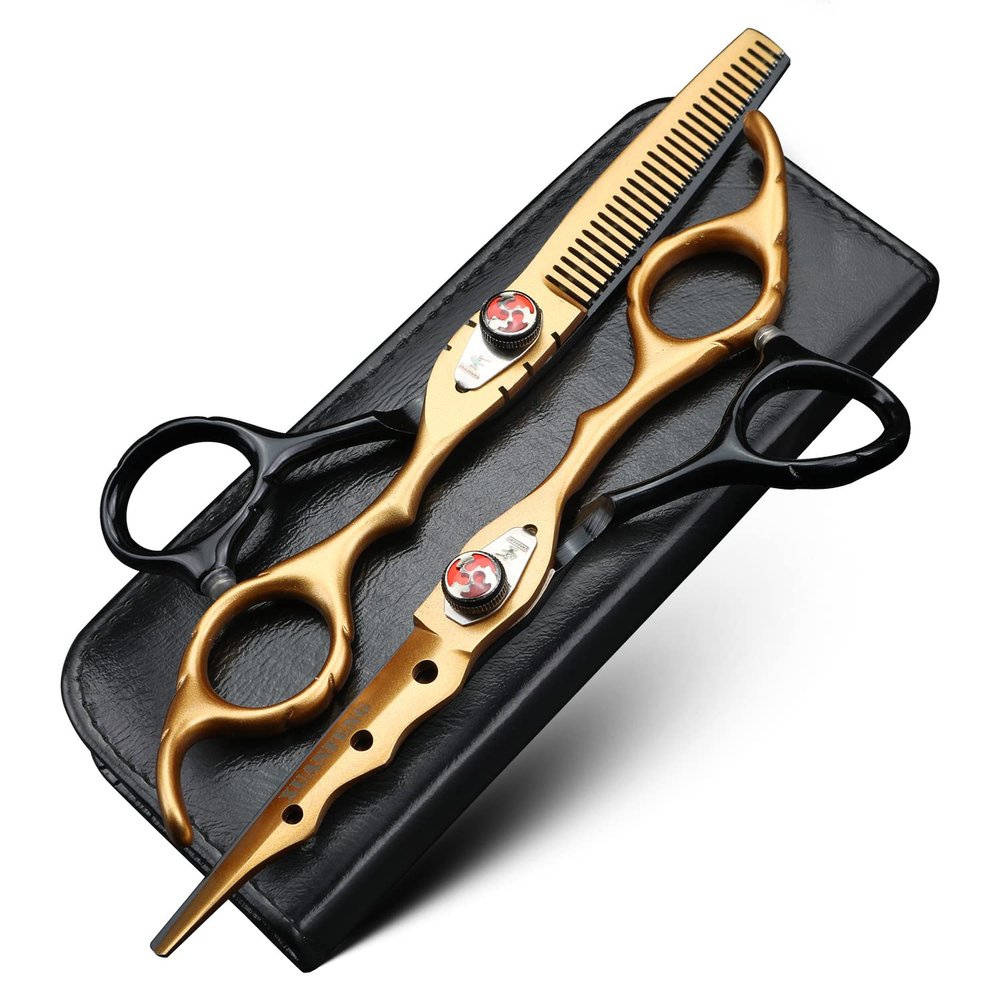 Elastic Screw Hair Clippers 6 inch JP9cr18 Steel Professional Hair Cutting Scissors and thinning Scissors, Hair Modeling Tool Scissors, Suitable for Families or Barber Shops (2 pcs)