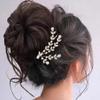 Missgrace Bride Wedding Crystal Hair Comb Clip Silver Leaf Bridal Headpieces Leaf Hair Pieces Rhinestone Bridesmaid Side Combs Hair Accessories for Women view 1