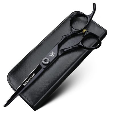 XUANFENG Black Bow Handle Hair Scissors 6 inch 9cr18 Steel haircutting Scissors for Home or Barber Store Cutting Scissors and for thinning Scissors (Cutting Scissors)