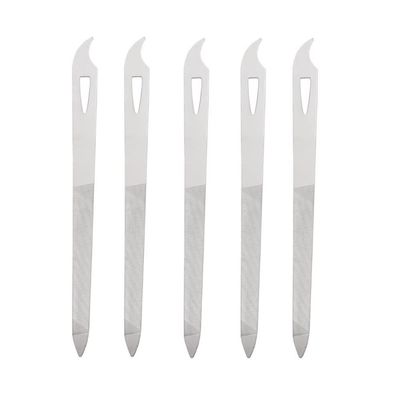 MiJunHD 5Pcs Silver Stainless Steel Double Side Nail File Buffer Manicure Files for Salon and Home