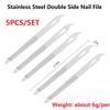 MiJunHD 5Pcs Silver Stainless Steel Double Side Nail File Buffer Manicure Files for Salon and Home view 2
