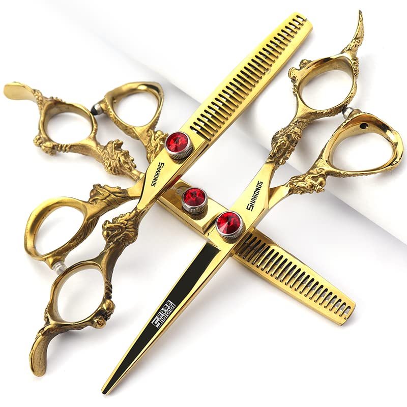 6/7/8/9 inch Hair Cutting Scissors Professional Home Haircutting Barber Salon Shears Kit with Case for Men/Women(lLarge) (6 inch 3pc-B)