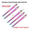 MiJunHD 5Pcs Colour Stainless Steel Double Side Nail File Buffer Manicure Files for Salon and Home view 3