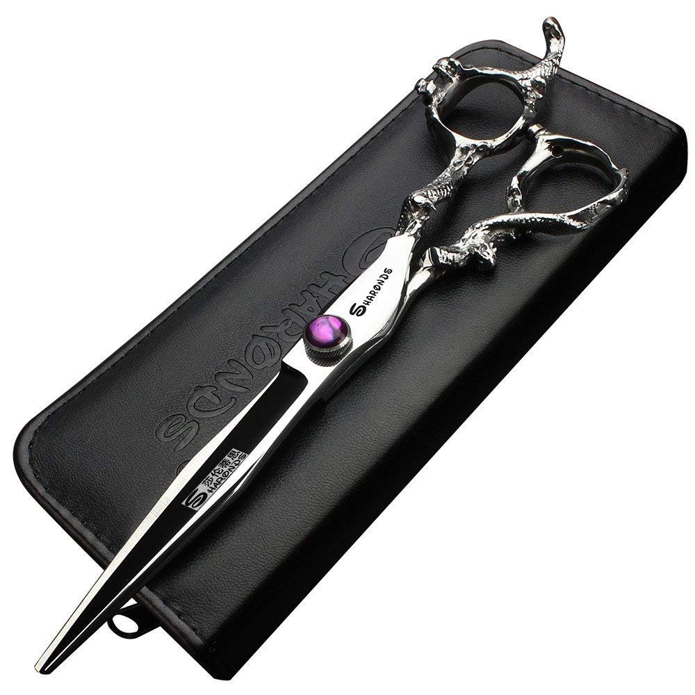 6/7/8/9 inch Hair Cutting Scissors Professional Home Haircutting Barber Salon Shears Kit with Case for Men/Women(lLarge) (8 inch flat)