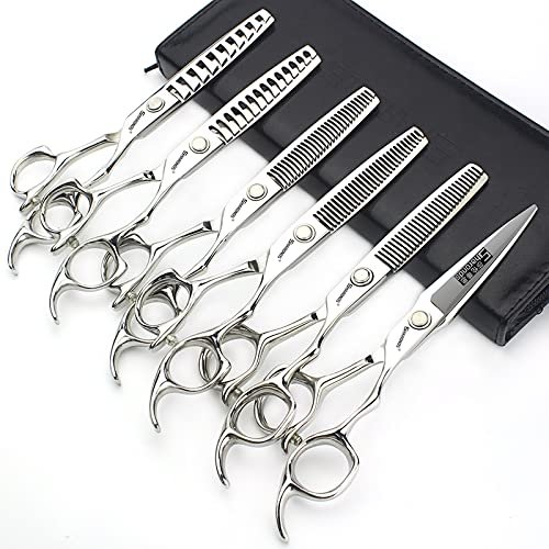 SHARONDS Hairdressing Scissors Kits 5.5/6/6.5 inch Stainless Steel Hair Cutting Shears Set Thinning Hair Scissor Professional Barber Salon Home Shear Kit for Men Women (6 inch 6pc)