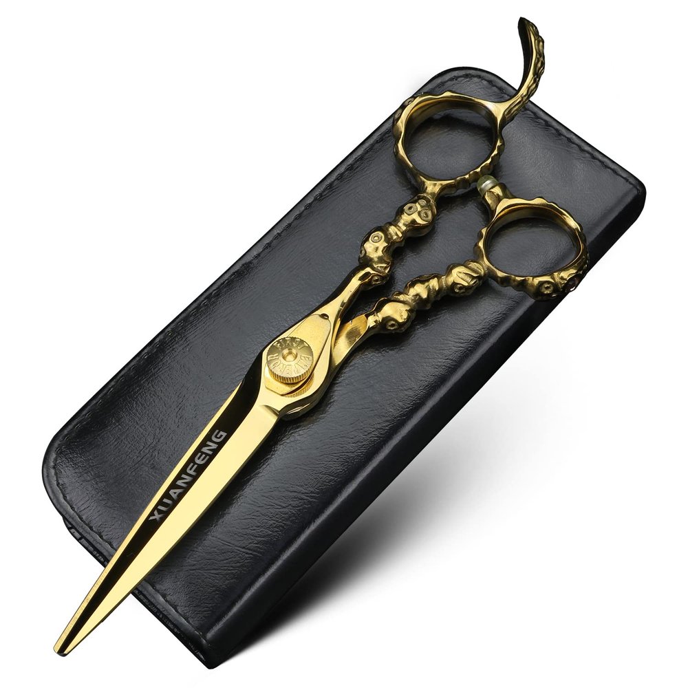 XUANFENG 6" 440C Skull Handle Hair Scissors Haircutting Scissors for Home or Barber Store Cutting Scissors and thinning Scissors (Cutting Scissors)