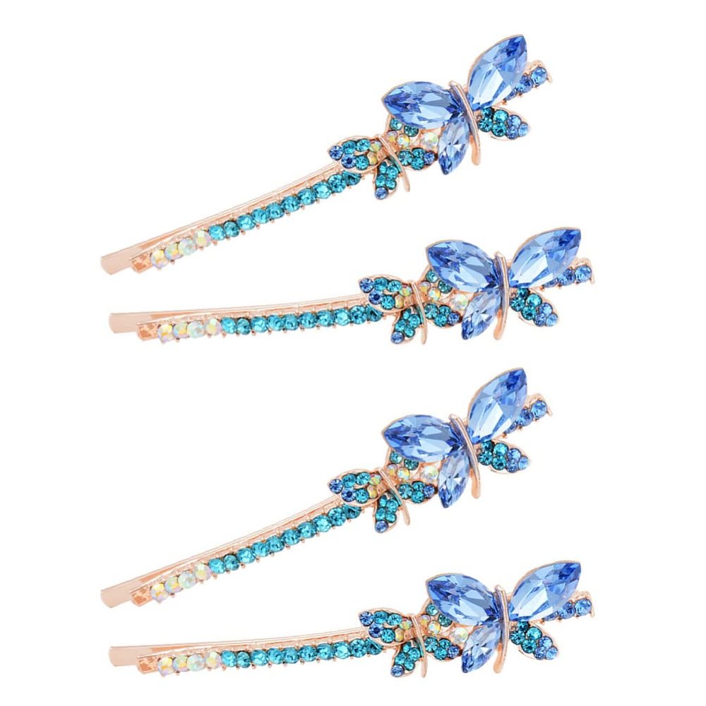 OSALADI 2pairs Rhinestone Butterfly Hair Clips for Women Barrettes Charming Accessories for Girls Styling for Parties and Everyday Wear