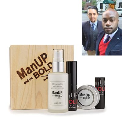 Bold by RacquelJ ManUP and be BOLD Kit - Oil Controlling Moisturizer, Vegan Lip Balm, Foundation Stick (Light), Invisible Matte Powder, Beard Oil & Beard Pen (Black)