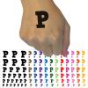 Letter P Uppercase Fun Bold Font Temporary Tattoo Water Resistant Fake Body Art Set Collection - Hot Pink (One Sheet) view 1