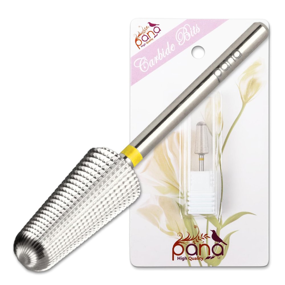 PANA 1-Way Volcano Carbide Bit 3/32" Shank Size - (Silver, Extra Fine Grit) - Fast remove Acrylic or Hard Gel Nail Drill Bit for Manicure Pedicure Salon Professional or Beginner