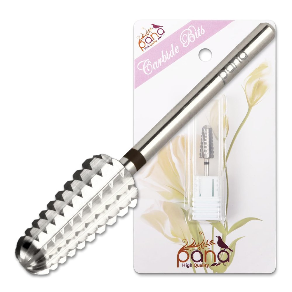 PANA 1-Way Volcano Carbide Bit 3/32" Shank Size - (Silver, Extra Coarse Grit) - Fast remove Acrylic or Hard Gel Nail Drill Bit for Manicure Pedicure Salon Professional or Beginner