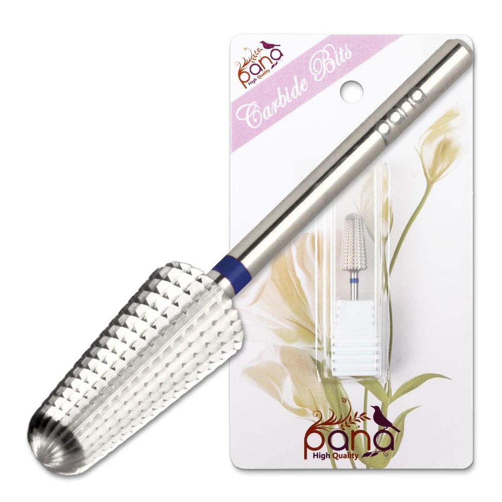 PANA 1-Way Volcano Carbide Bit 3/32" Shank Size - (Silver, Medium Grit) - Fast remove Acrylic or Hard Gel Nail Drill Bit for Manicure Pedicure Salon Professional or Beginner