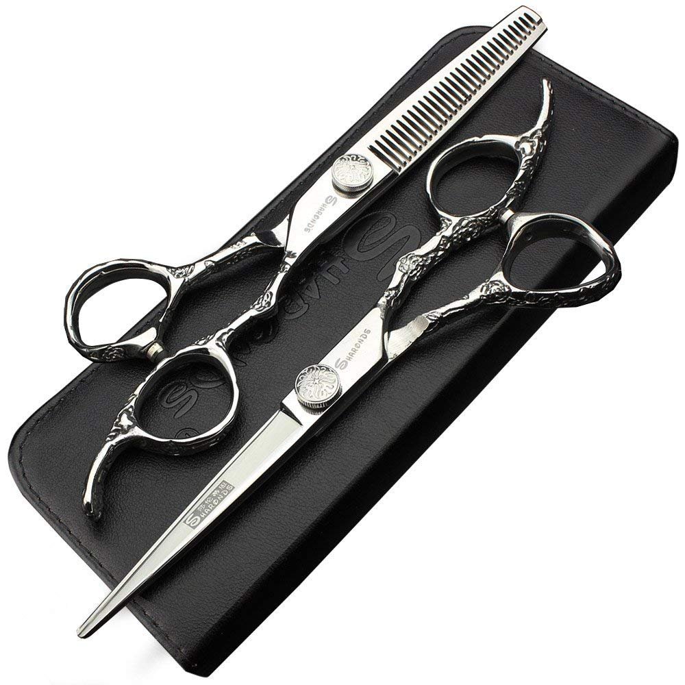 6/7 Hair cutting Scissors/Hair scissors - Hairdresser Scissors Barber Scissors Razor Sharp Stainless Steel Shear (Silver) (6-inch 2pc)