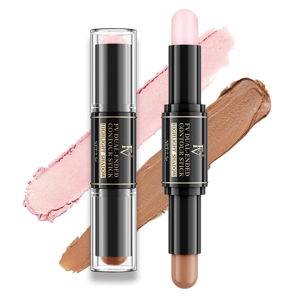 FV Cream Contour Stick, 2-in-1 Face Shaping Stick for Highlighting & Contouring, Bronzer StickLong Lasting & WaterproofNon-Sticky Highlighter Makeup Pen for Medium/Tan Skin Tones, 0.26oz (7.5g)