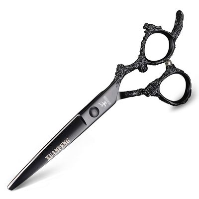 XUANFENG 6 inch for Home or Barber Store Cutting Scissors and thinning Scissors 9cr18 Steel Hair Scissors haircutting Scissors (Black Cutting Scissors)
