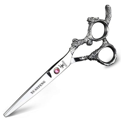 XUANFENG 6 inch for Home or Barber Store Cutting Scissors and thinning Scissors 9cr18 Steel Hair Scissors haircutting Scissors (Silver Cutting Scissors)
