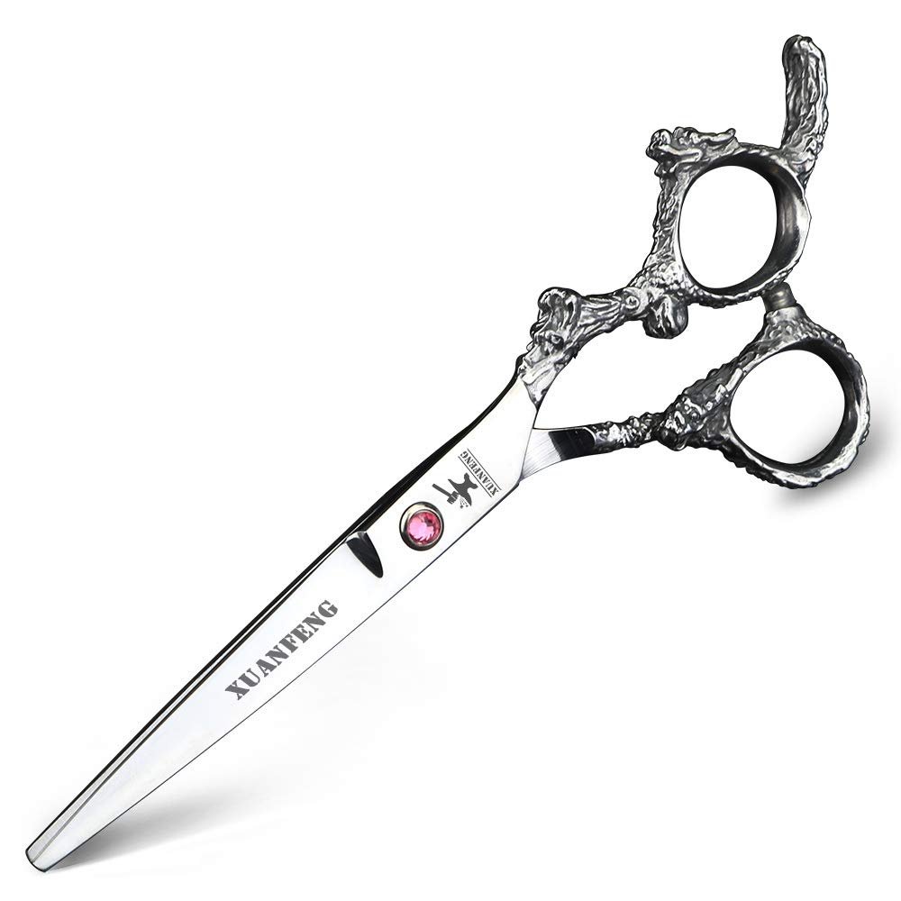 XUANFENG 6 inch for Home or Barber Store Cutting Scissors and thinning Scissors 9cr18 Steel Hair Scissors haircutting Scissors (Silver Cutting Scissors)