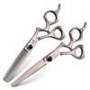 XUANFENG Comfort Grip 6" JP440C Steel Hair Scissors Haircutting Scissors for Home or Barber Store Cutting Scissors and thinning Scissors (Pink 2 pcs) view 1