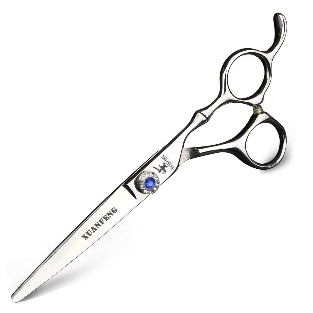 XUANFENG Bamboo Handle 6 inch for Home or Barber Store Cutting Scissors and thinning Scissors 440C Steel Hair Scissors haircutting Scissors (Silver Cutting Scissors)