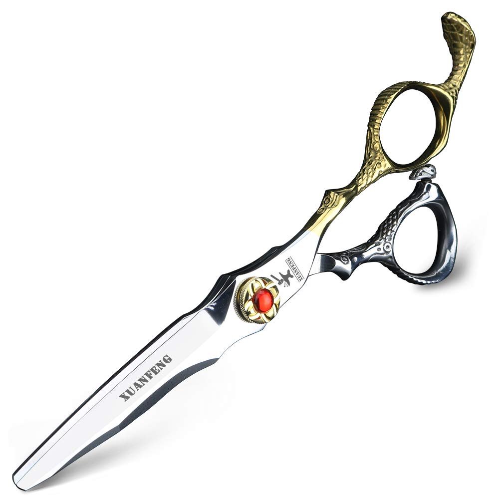 XUANFENG Cobra 6" Cutting Scissors and thinning Scissors for Home or Barber Store 440C Steel Hair Scissors haircutting Scissors (Cutting Scissors)