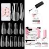 Makartt 500Pcs Soft Gel Full Cover Nail Tips, Medium Coffin Clear Fake Nail Tips Bundle with Makartt Nail Glue for Acrylic Nails UV Gel Curing Needed 3 in 1 Super Strong Brush on Nail Glue view 1