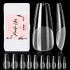 Makartt 500Pcs Soft Gel Full Cover Nail Tips, Medium Coffin Clear Fake Nail Tips Bundle with Makartt Nail Glue for Acrylic Nails UV Gel Curing Needed 3 in 1 Super Strong Brush on Nail Glue view 2