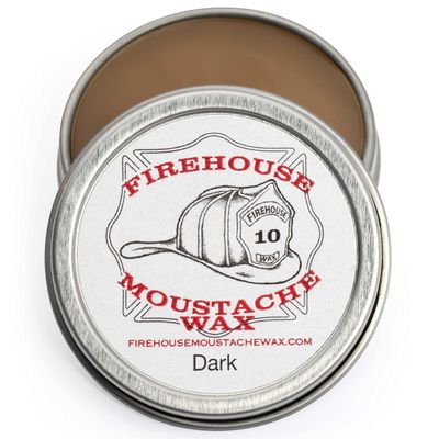 Firehouse Moustache Wax - Made in USA - for Beard & Mustache Shaping - All-Weather, Naturally Scented and Colored Beard Wax (DARK, 1 Ounce Tin) - Handmade in Small Batches by John the Fireman