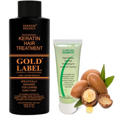 Keratin Research Complex Brazilian Keratin Hair Argan Oil Blowout Treatment Professional Results Straightening and Smoothing Hair Keratina (GOLD)