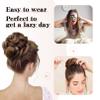 Flufymooz Messy Bun Hair Piece, 100% Real Human Hair Tousled Updo Extension Natural Curly Messy Bun with Elastic Band Hair Bun Hair Piece Ponytail Extensions for WomenMedium Brown with Highlights view 4