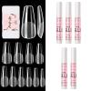 Makartt 500Pcs Soft Gel Full Cover Nail Tips, Medium Coffin Clear Fake Nail Tips Bundle with Makartt Super Strong Nail Glue for Acrylic Nails Press On Nails Nail Tips Glue view 1