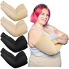 8 Pieces Plus Size Full Arm Sleeves UV Sun Tattoo Arm Sleeve Cooling Arm Compression Covers Tattoo Cover Up for Women Men (Black, Beige) view 1