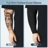 8 Pieces Plus Size Full Arm Sleeves UV Sun Tattoo Arm Sleeve Cooling Arm Compression Covers Tattoo Cover Up for Women Men (Black, Beige) view 2