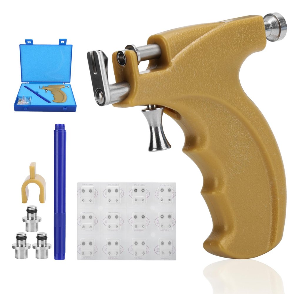 ANKROYU Ear Piercing Gun Kit, Nose Piercing Kit, Reusable Stainless Steel Body Piercing Gun, Piercing Instrument Tool Kit for Nose Navel Ear