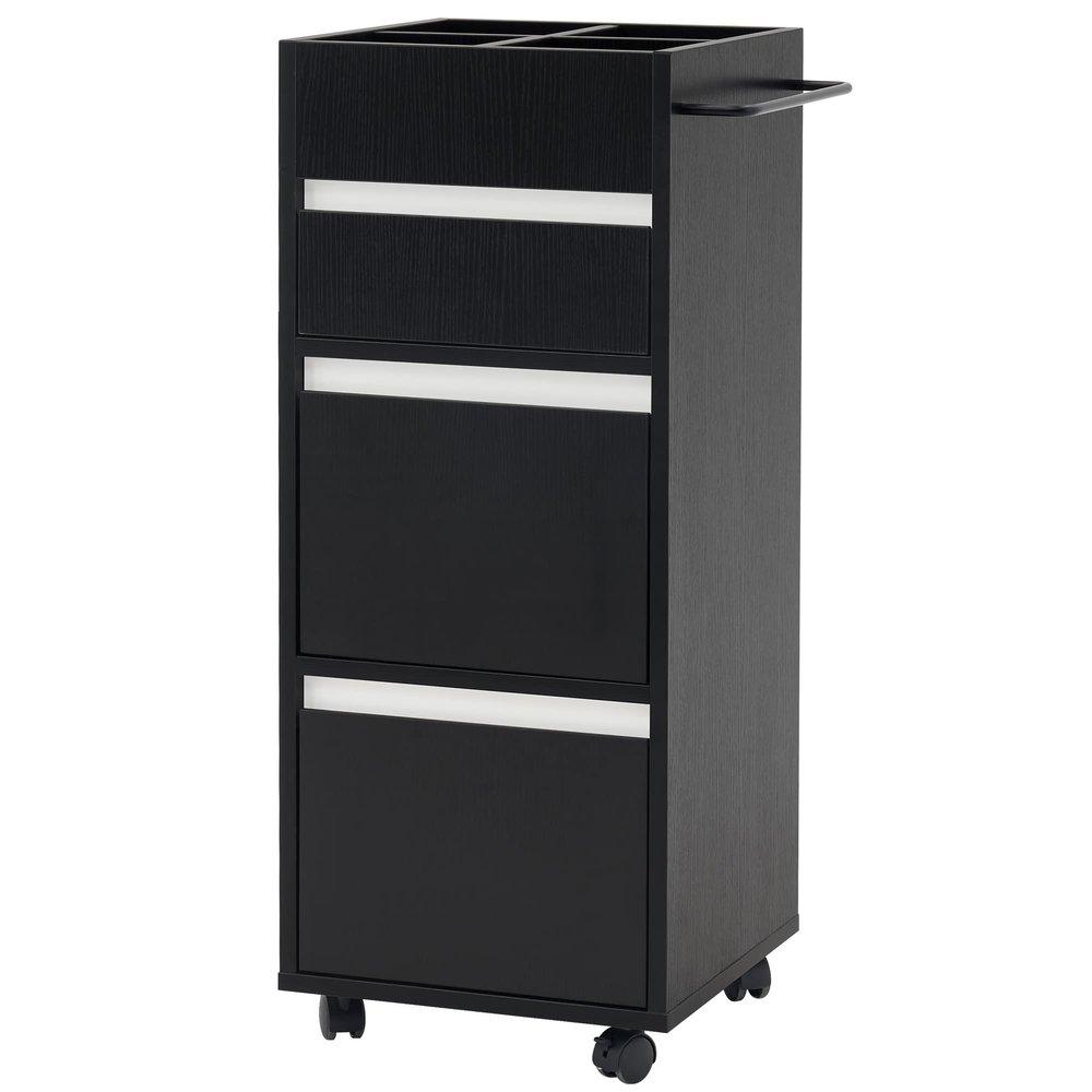 BarberPub Salon Trolley with Drawers Barber Cart Storage Cabinet Beauty Organizer Spa Equipment 2039 (Black)