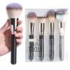 BS-MALL Soft Professional Makeup Brush Set - 4 Pcs Travel-friendly Brushes Including Foundation Brush for Liquid Makeup, Powder Brush & Blush Brush,Daily use (Black Silver) view 1