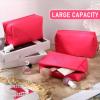 6 Pcs Preppy Patch Makeup Bag PU Leather Cosmetic Bag Waterproof Neat Travel Toiletry Pouch Portable Makeup Bag for Women Friends Cosmetic Organizer Travel Toiletry Pencil Case (Rose Red) view 4