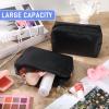 Gerrii 6 Pcs Preppy Patch Makeup Bag PU Leather Cosmetic Bag Waterproof Neat Travel Toiletry Pouch Portable Makeup Bag for Women Friends Cosmetic Organizer Travel Toiletry Pencil Case (Black) view 3