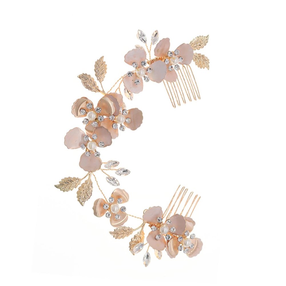 minkissy Luxurious Bridal Hair Comb and Accents Elegant Floral Headband Accessory for Weddings Brides and Special Occasions Design for Lasting Beauty