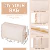 6 Pcs Preppy Patch Makeup Bag PU Leather Cosmetic Bag Waterproof Neat Travel Toiletry Pouch Portable Makeup Bag for Women Friends Cosmetic Organizer Travel Toiletry Pencil Case (White and Gold) view 3