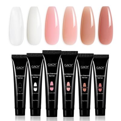 GAOY Poly Gel Set, Nail Extension Gel, 6 Colors Nude Pink Builder Nail Enhancement for Beginner & Professional Salon DIY