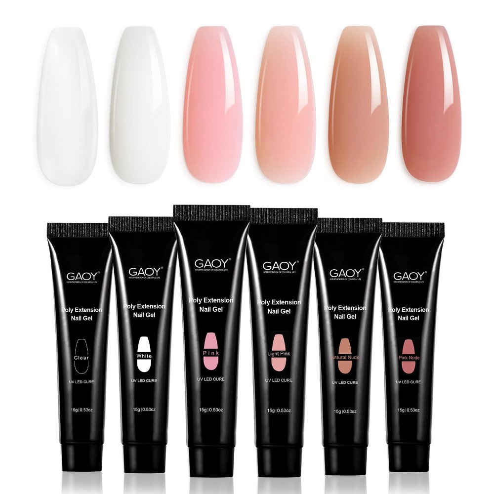 GAOY Poly Gel Set, Nail Extension Gel, 6 Colors Nude Pink Builder Nail Enhancement for Beginner & Professional Salon DIY