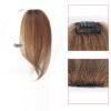 AiUree 10Inch 2pcs Layeder Remy Hair Long Bangs Side Bangs False Bangs Clip-In Bangs Human Hair Extension Middle Part Fringe Hair Pieces Fake Fringe Invisible Bangs for Women Light Brown view 2