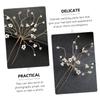KALLORY 3pcs Head Stick Accessories Hair U Pink Brides Shaped Fork Ornament Crystal Shape Bridesmaids Forks U- Flower Grils Bridesmaid Elegant Wedding Clip Women Leaf Hairpin Pearl Pearls view 2