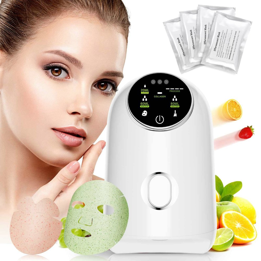 Face Mask Maker Machine kit with 32 Pcs Collagen Pills, DIY Fruit Vegetable Home Facial Mask Maker Machine, Quiet, Beauty Facial SPA, Touchscreen Version