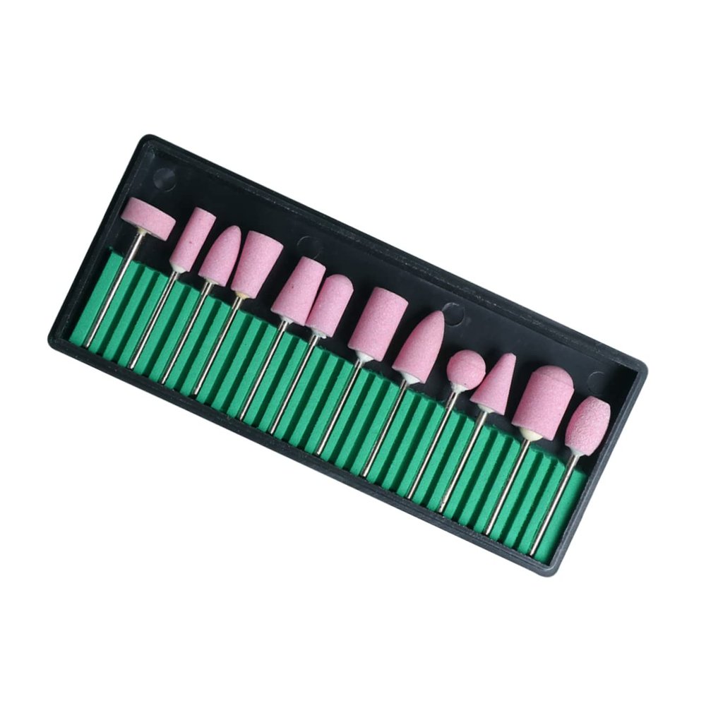 KALLORY 12pcs Grinders Nail Drills Trimming Art Polishing Salon Bits Polish Manicure Tools Heads Stainless Sanding Accessories Steel Grinding