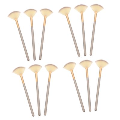 Mobestech 12pcs Fan Shaped Makeup Brush for Facial Masks Gentle Applicator Tool for Smooth Application for Serums and Mud Masks