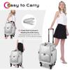 BYOOTIQUE Soft Sided Rolling Makeup Train Case Cosmetic Storage Organizer Pro Adjustable 8 Sliding Trays Travel Trolley for Makeup Artist Nail Technician Hairstylist with Compartments, Shiny Silver view 2