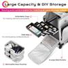 BYOOTIQUE Soft Sided Rolling Makeup Train Case Cosmetic Storage Organizer Pro Adjustable 8 Sliding Trays Travel Trolley for Makeup Artist Nail Technician Hairstylist with Compartments, Shiny Silver view 3